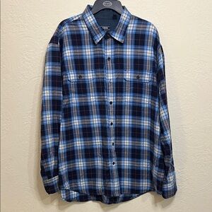 Izod Men's Navy and White Checkered Shirt